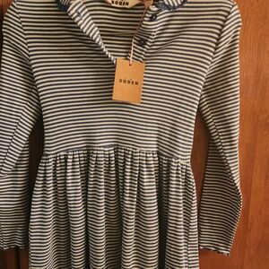 Mini Boden Navy and White Striped Casual Dress